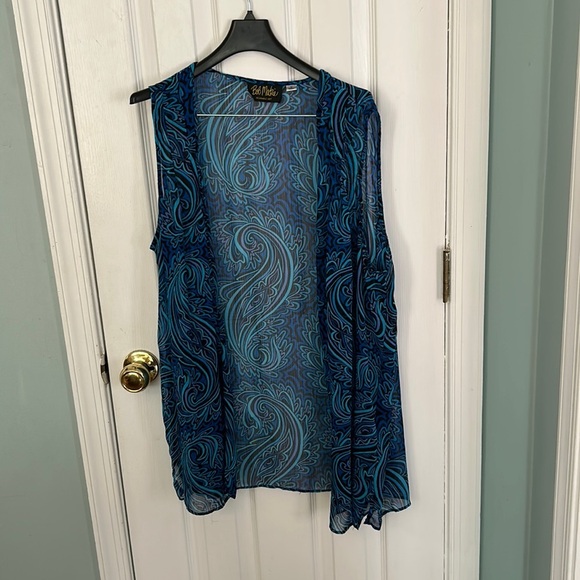 Blue and purple sleeveless cardigan - Picture 1 of 3
